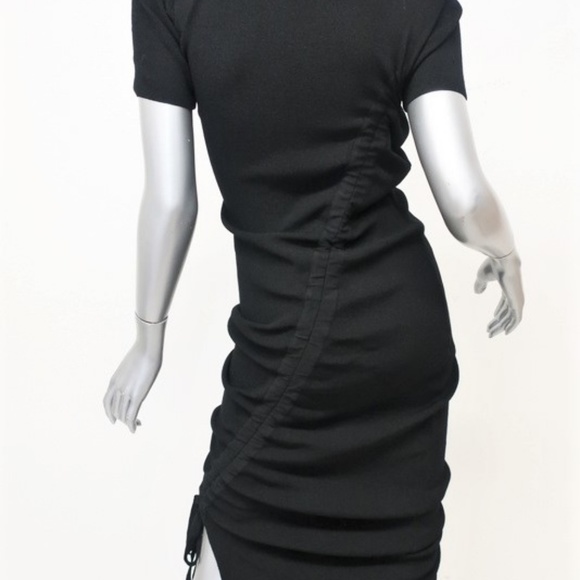 Milly Ruched Midi Dress Black Stretch Knit - Picture 5 of 7